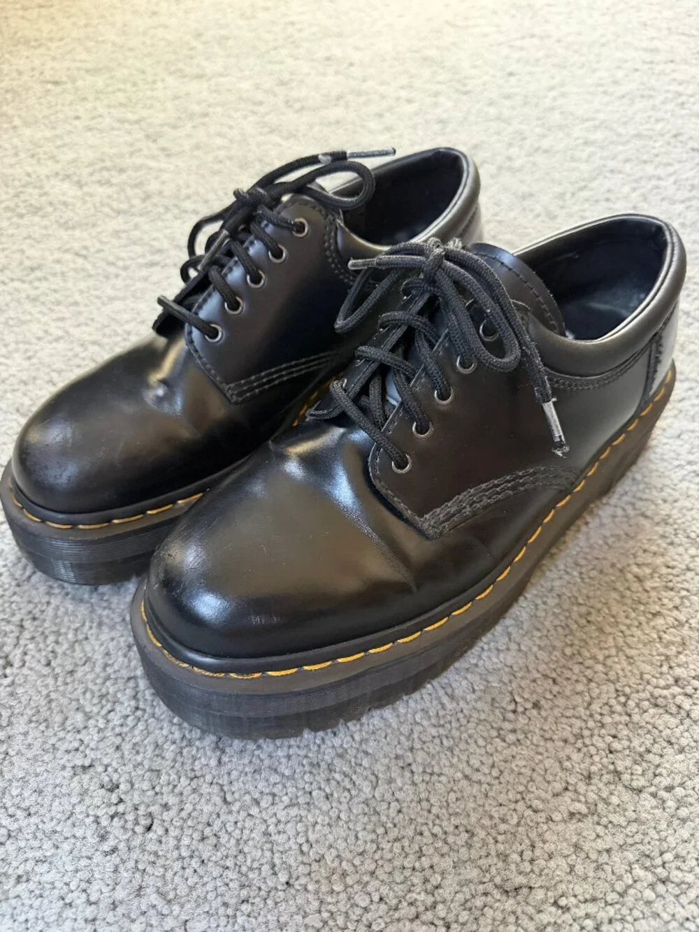 Dr. Martens 8053 Quad/Bex Platform Leather Shoes Black Unisex Men 10 / Women 11